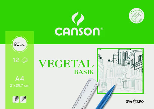 CANSON MINIPACK VEGETAL BASIK 12 HOJAS 21X29,7CM