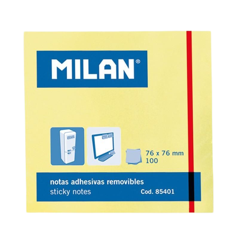 MILAN BLOQUE DE NOTAS ADHESIVAS - 100 HOJAS 76X76MM AMARILLO