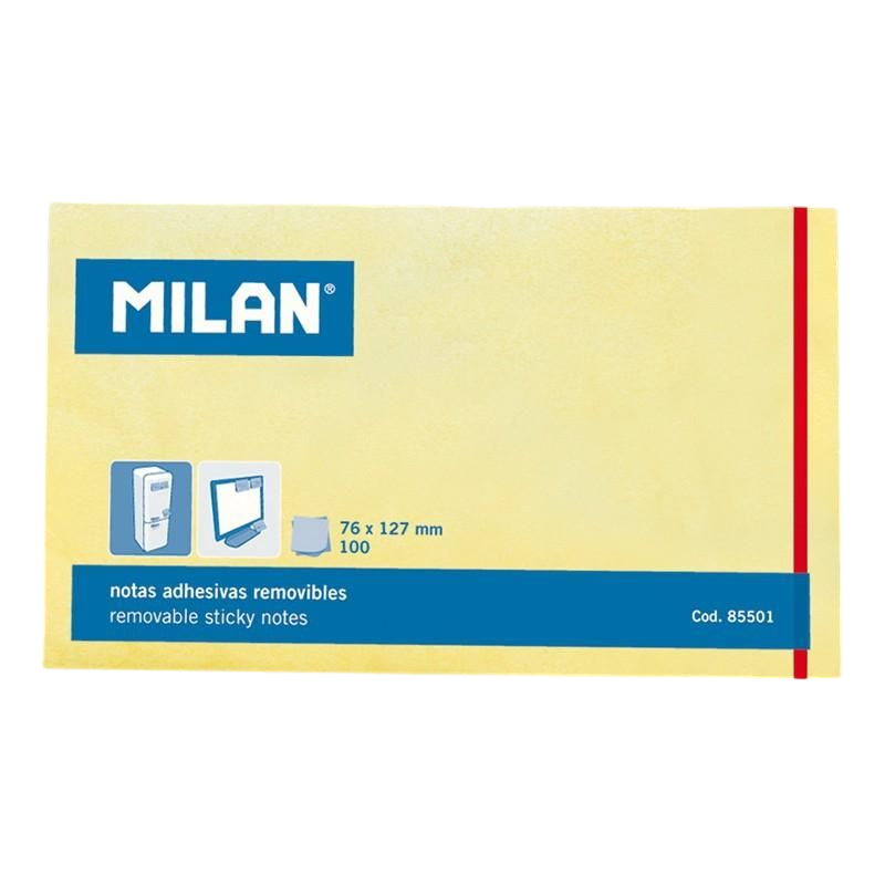 MILAN BLOQUE DE NOTAS ADHESIVAS - 100 HOJAS 127X76MM AMARILLO