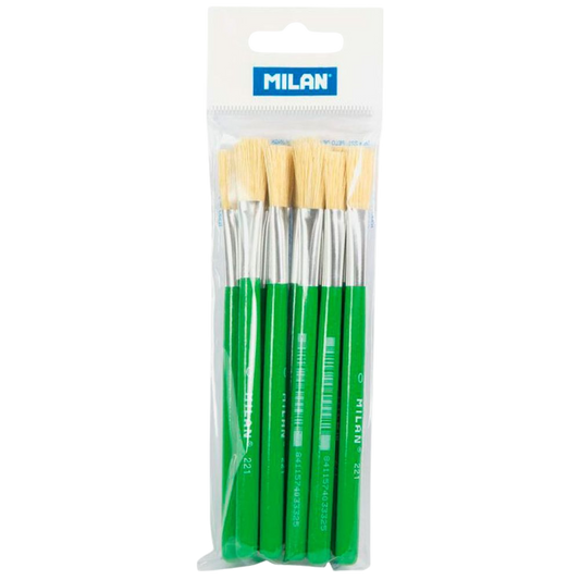 PACK DE 10 PINCELES PLANOS MILAN PARA COLA O TEMPERA