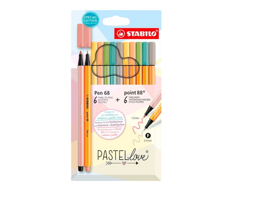 STABILO ROTULADORES PEN 68 & POINT 88 - ESTUCHE DE 12 (SURTIDO COLORES PASTEL)