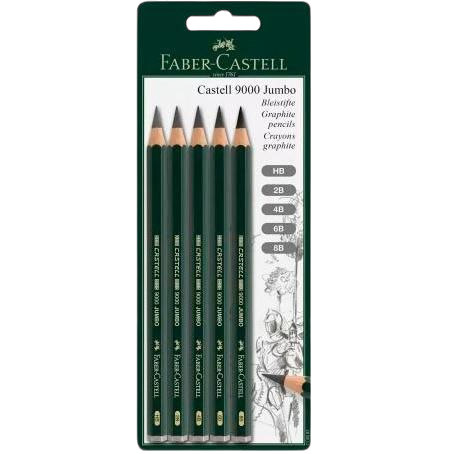 FABER CASTILLO LÁPIZ DE DIBUJO JUMBO 9000 PACK DE 5 SALIDOS