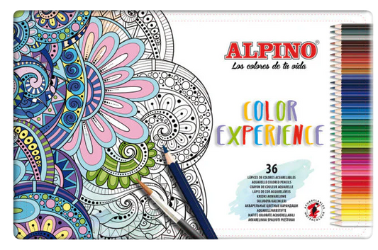 CAJA DE METAL ALPINO - 36 LÁPICES ACUAREABLES MANDALA COLOR EXPERIENCE