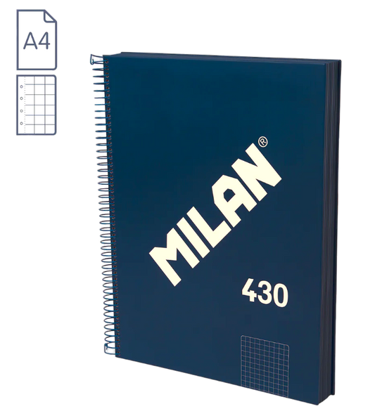 CUADERNO MILAN 430 SINCE 1918 A4 TAPA DURA - 80 HOJAS CUADRICULADAS