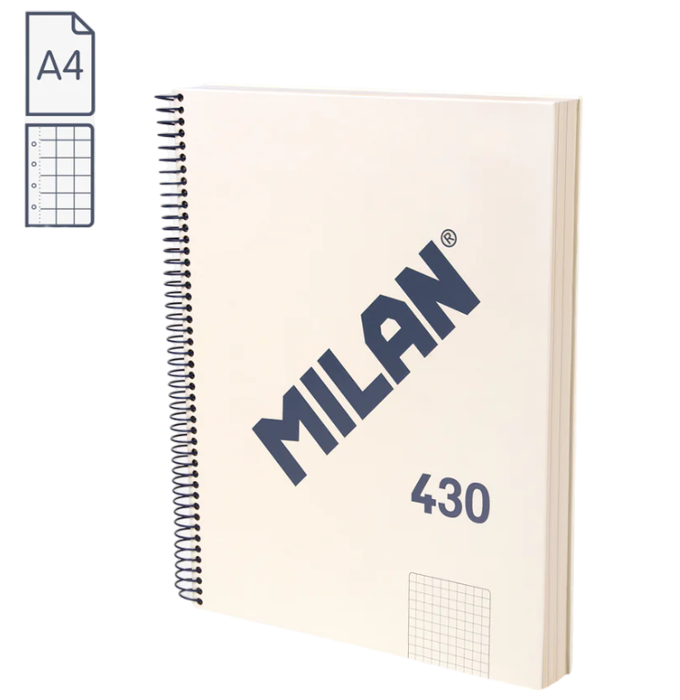 CUADERNO MILAN 430 SINCE 1918 A4 TAPA DURA - 80 HOJAS CUADRICULADAS