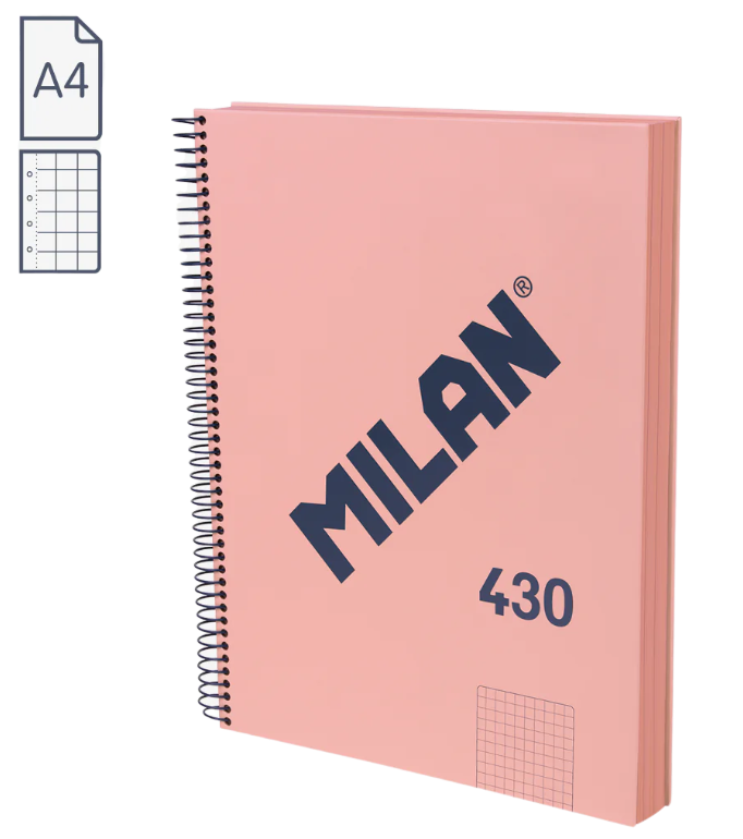 CUADERNO MILAN 430 SINCE 1918 A4 TAPA DURA - 80 HOJAS CUADRICULADAS