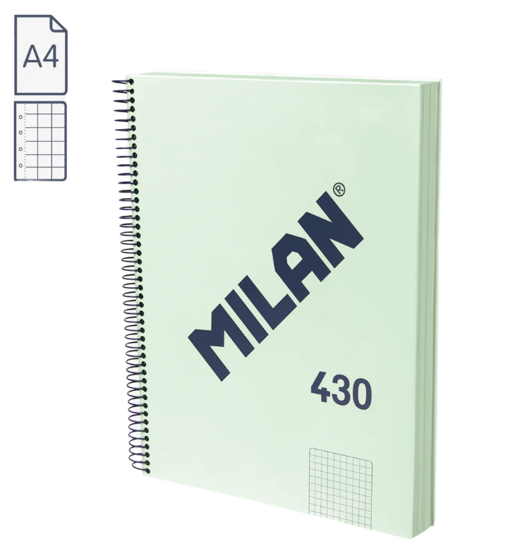 CUADERNO MILAN 430 SINCE 1918 A4 TAPA DURA - 80 HOJAS CUADRICULADAS