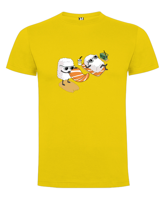 CAMISETA “SUSHI EN LA PLAYA” 100% ALGODÓN