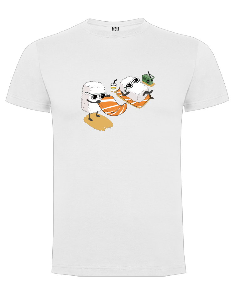 CAMISETA “SUSHI EN LA PLAYA” 100% ALGODÓN