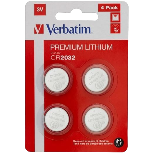 VERBATIM PILAS PLANAS LITIO CR2032 (PACK 4 UDS)