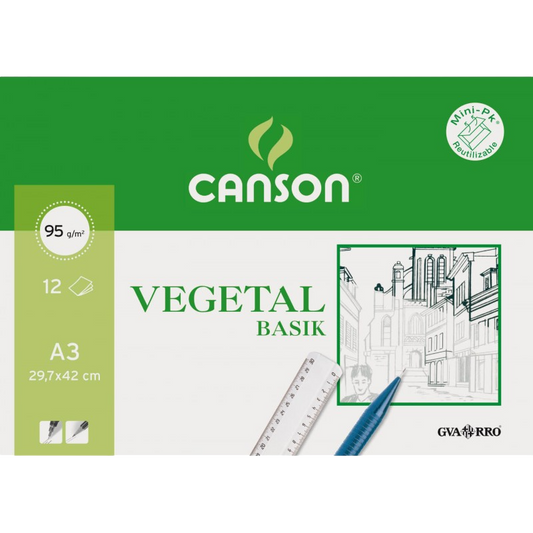 CANSON MINIPACK VEGETAL BASIK 12 HOJAS 29,7X42CM -SOBRE UNITARIO-